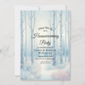  Frosted Blue Birch Forest Housewarming Party 招待状 (正面)