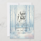 Frosted Blue Birch Forest Wedding セーブザデート (正面)