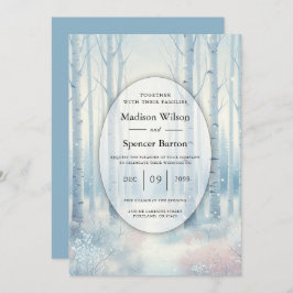 Frosted Blue Birch Forest Wedding 招待状