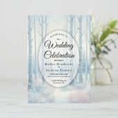 Frosted Blue Birch Forest Wedding 招待状 (スタンド正面)