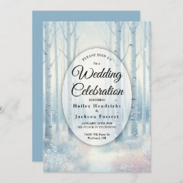 Frosted Blue Birch Forest Wedding 招待状