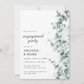 Frosted Blue Eucalyptus Winter Engagement Party 招待状 (正面)