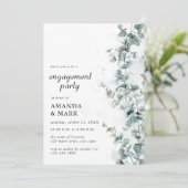 Frosted Blue Eucalyptus Winter Engagement Party 招待状 (スタンド正面)