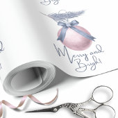 Frosted Blue Pine Blush Pink Ornament Holiday Wrap ラッピングペーパー