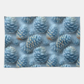 Frosted Blue Pinecones キッチンタオル (横)