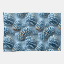 Frosted Blue Pinecones キッチンタオル