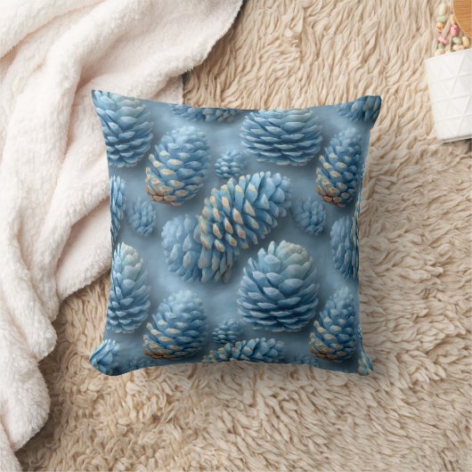 Frosted Blue Pinecones クッション (ブランケット)