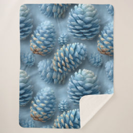 Frosted Blue Pinecones シェルパブランケット