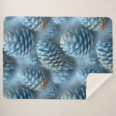Frosted Blue Pinecones シェルパブランケット (正面(横))