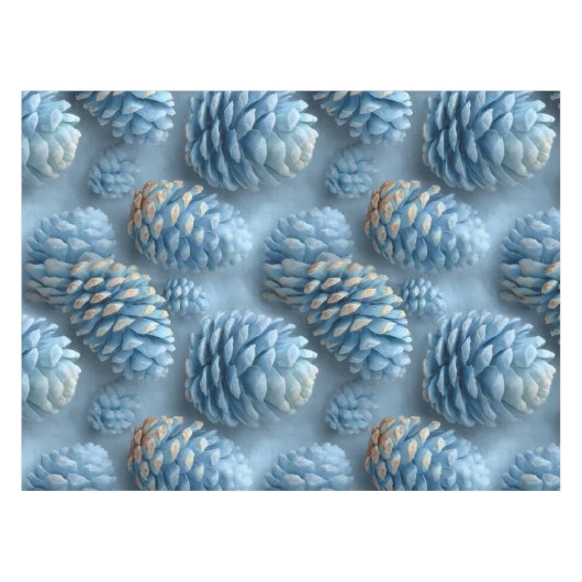 Frosted Blue Pinecones テーブルクロス (正面(横))
