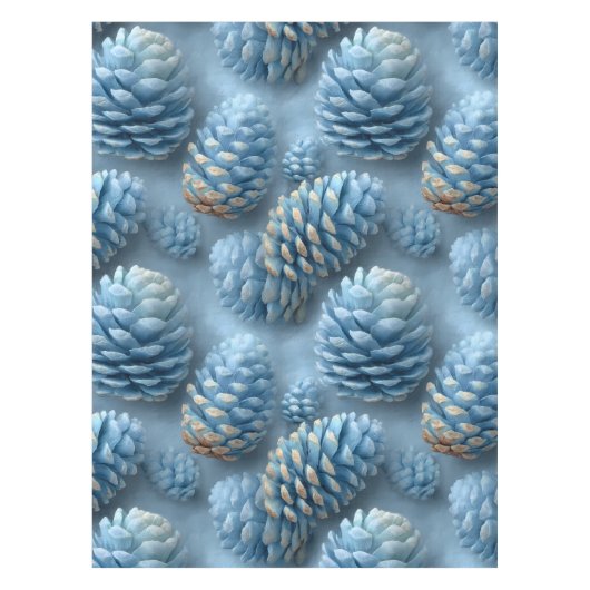 Frosted Blue Pinecones テーブルクロス (正面)