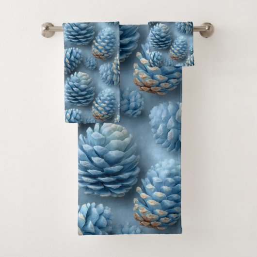 Frosted Blue Pinecones バスタオルセット (インサイチュ)