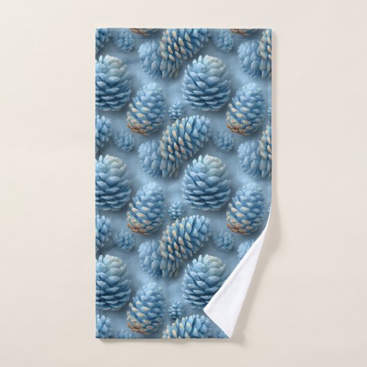 Frosted Blue Pinecones バスタオルセット (ハンドタオル)