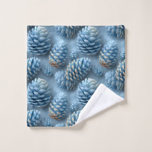Frosted Blue Pinecones バスタオルセット (ウォッシュタオル)