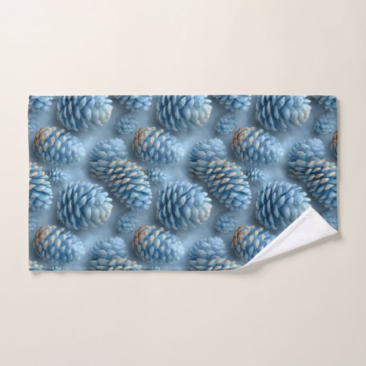 Frosted Blue Pinecones バスタオルセット (ハンドタオル)