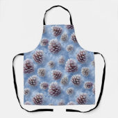 Frosted Blue Pinecones Pattern Throw Pillow エプロン (正面)