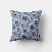 Frosted Blue Pinecones Pattern Throw Pillow クッション (裏面)