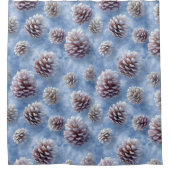 Frosted Blue Pinecones Pattern Throw Pillow シャワーカーテン (正面)