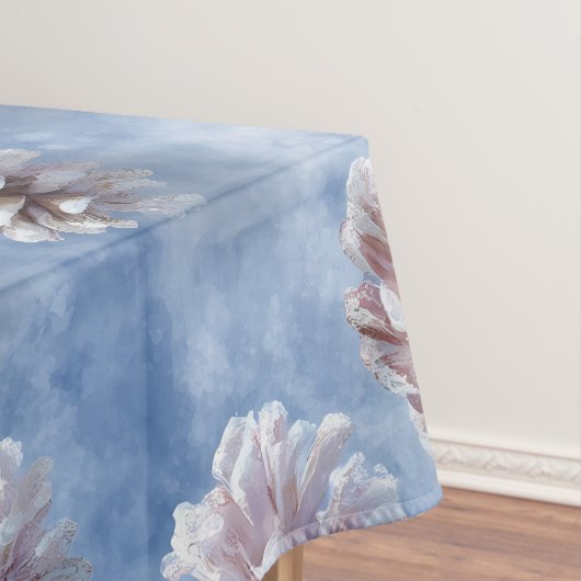 Frosted Blue Pinecones Pattern Throw Pillow テーブルクロス (インサイチュ)