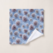 Frosted Blue Pinecones Pattern Throw Pillow バスタオルセット (ウォッシュタオル)