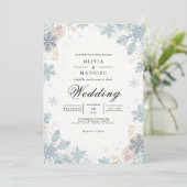 Frosted Blue Snowflakes Winter Wedding 招待状 (スタンド正面)