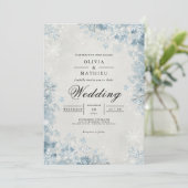 Frosted Blue Winter Blooms Wedding 招待状 (スタンド正面)