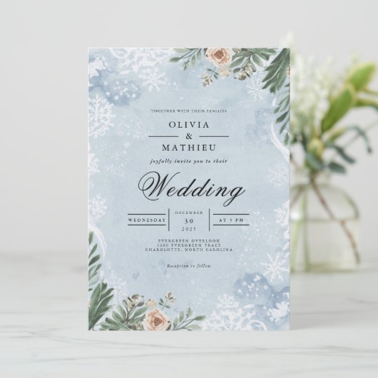 Frosted Botanical Winter Wedding 招待状 (スタンド正面)