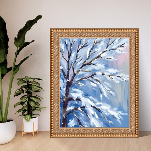 Frosted Branches | Winter Snow Tree Painting ポスター