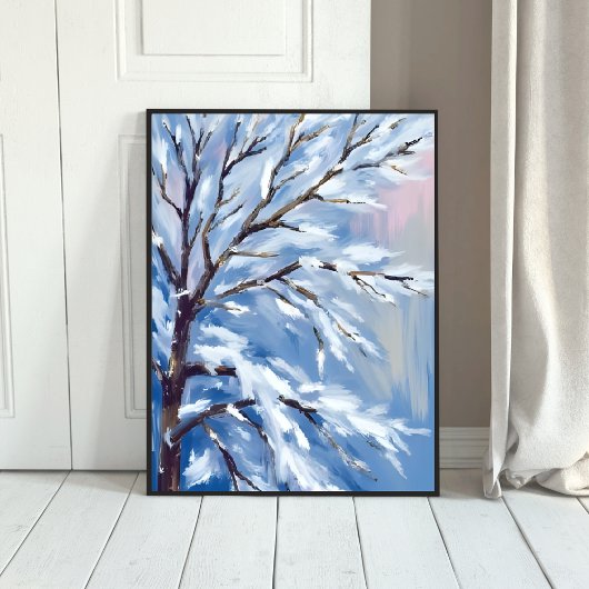 Frosted Branches | Winter Snow Tree Painting ポスター