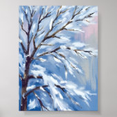 Frosted Branches | Winter Snow Tree Painting ポスター (正面)
