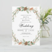 Frosted Evergreen Arch Romance Wedding 招待状 (スタンド正面)