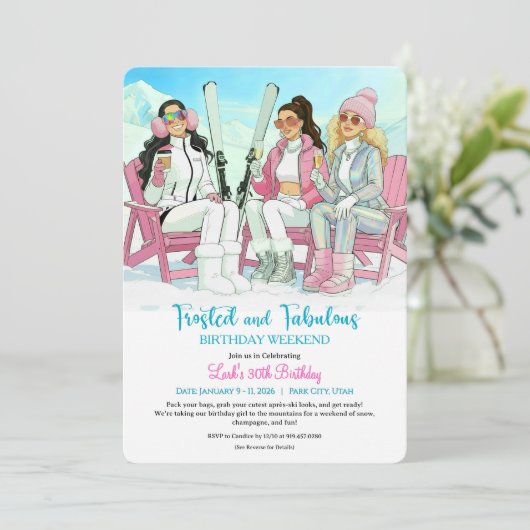 Frosted & Fabulous Après Ski Birthday Getaway 招待状 (スタンド正面)