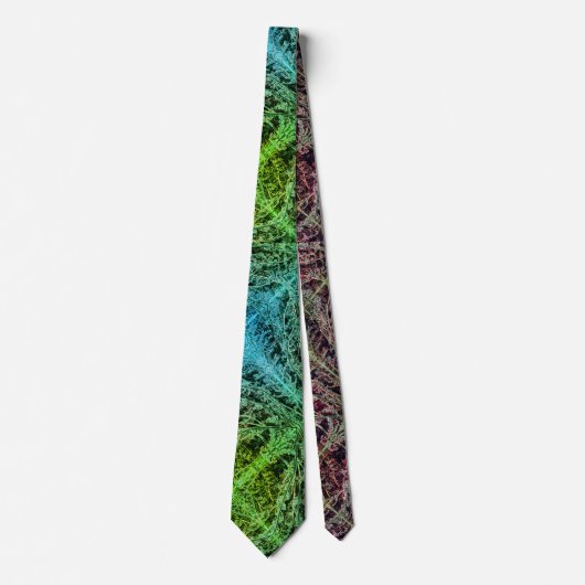 Frosted fern blue green brown leaves pattern ネクタイ (正面)