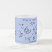 Frosted Glass Blue Butterfly Mug フロストグラスマグカップ (正面右)