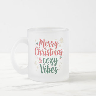 Frosted Glass Christmas Gift , Cozy Holiday Quote  フロストグラスマグカップ