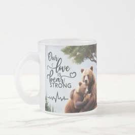 Frosted Glass Mug Bear Family Heartbeat Love  フロストグラスマグカップ