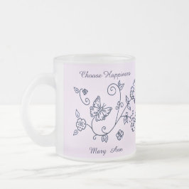 Frosted Glass Pink Butterfly Mug フロストグラスマグカップ