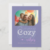 Frosted Lavender Cozy Vibes Only Christmas Photo シーズンカード (正面)