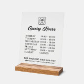 Frosted Logo and Business Hours Acrylic Display アクリルサイン (傾斜)