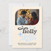 Frosted Morning Modern Blue Christmas Photo シーズンカード (正面)