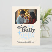 Frosted Morning Modern Blue Christmas Photo シーズンカード (スタンド正面)