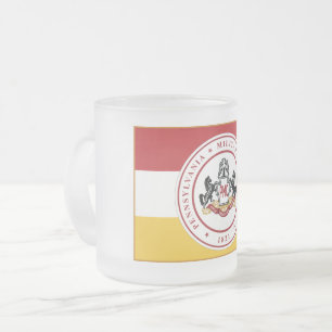 * Frosted Mug （10または16 oz）、PMCフラグロゴ付き フロストグラスマグカップ