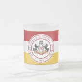 * Frosted Mug (10または16 oz)、PMCフラグロゴ付き フロストグラスマグカップ (中央)