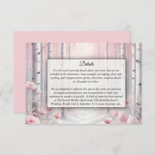 Frosted Petals in a Winter Woodland Wedding エンクロージャーカード (正面/裏面)