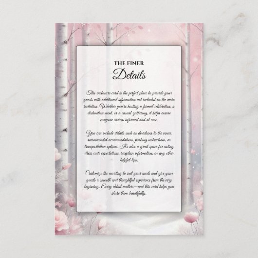 Frosted Petals in a Winter Woodland Wedding エンクロージャーカード (正面)