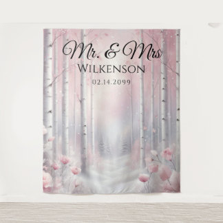 Frosted Petals in a Winter Woodland Wedding  タペストリー