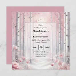 Frosted Petals in a Winter Woodland Wedding 招待状