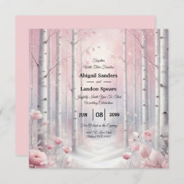 Frosted Petals in a Winter Woodland Wedding 招待状