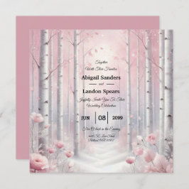 Frosted Petals in a Winter Woodland Wedding 招待状
