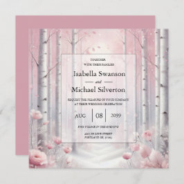 Frosted Petals in a Winter Woodland Wedding 招待状